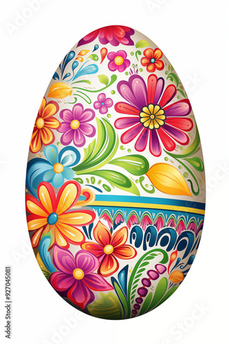 Decorative Easter Egg With Vibrant Floral Pattern And Colorful Flowers