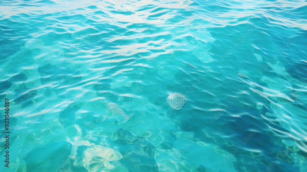 Bright turquoise sea water with gentle movement and natural light Bright turquoise sea water with gentle movement and natural light