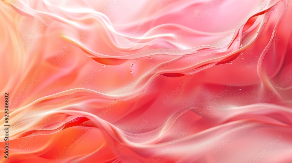 Abstract fluid wave design in coral with pastel gradients creating a smooth texture Abstract fluid wave design in coral with pastel gradients creating a smooth texture