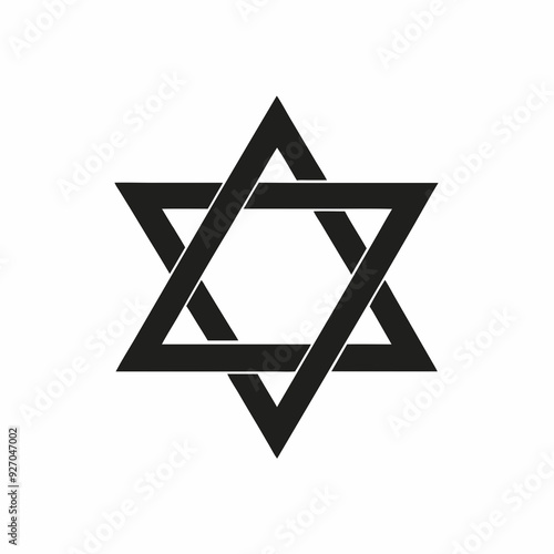 Judaism symbol Star of David. Black Vector Icon, Star of David