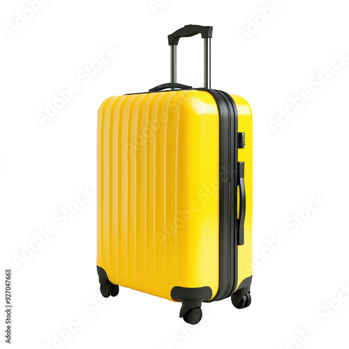 Yellow And Black Travel Suitcase, Isolated On Transparent Png Background, Perfect For Father'S Day Travel Adventures . Generative ai