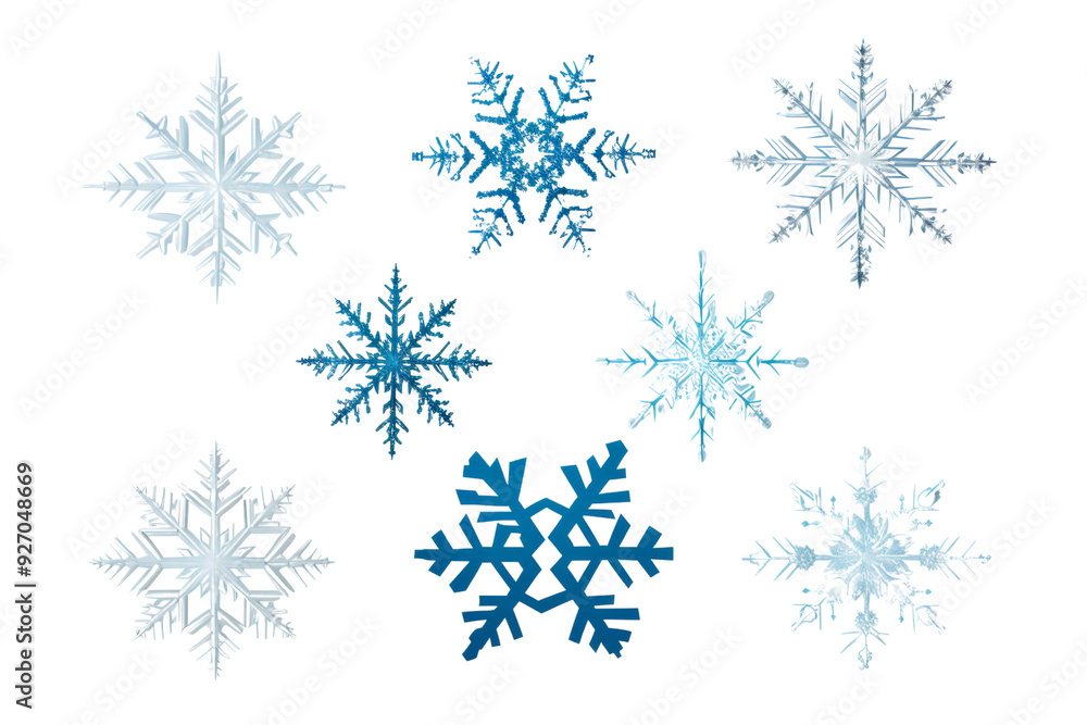 Variety of snowflake forms and patterns Isolated on white background Variety of snowflake forms and patterns Isolated on white background
