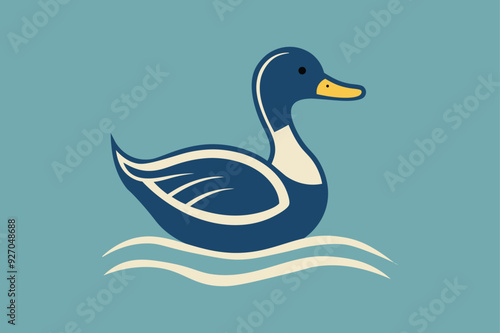 Cute Duck vector art illustration.