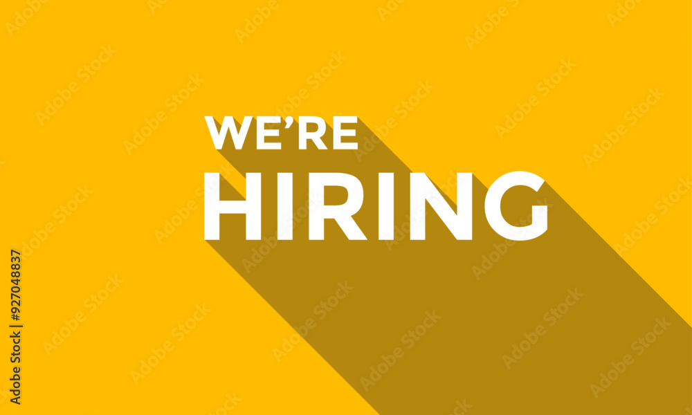 We're hiring yellow vector banner. Employee vacancy announcement. Illustration isolated. Business recruiting concept. We're hiring yellow vector banner. Employee vacancy announcement. Illustration isolated. Business recruiting concept.