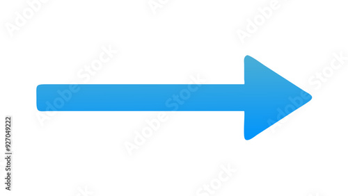 a blue arrow pointing to the right. The arrow has a straight shaft and a triangular head. The background is white