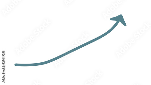 a simple, curved arrow pointing upwards and to the right. The arrow starts from the bottom left, curves slightly upwards, and ends with an arrowhead pointing towards the top right