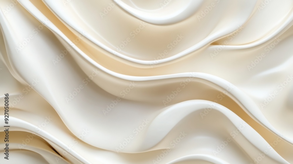 Obraz premium White abstract background with smooth waves of spun milk or beige cream