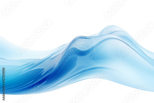 Elegant blue wave cresting Isolated on white background