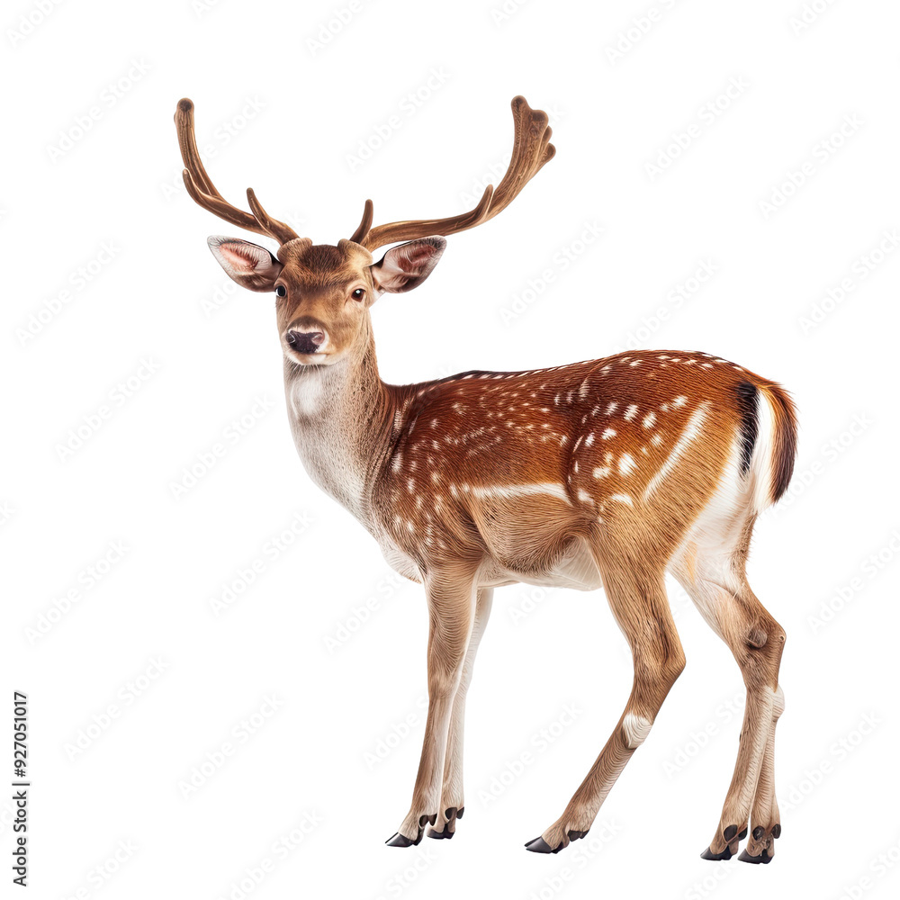 Fawn Deer with Antlers Isolated on Black Background. Fawn Deer with Antlers Isolated on Black Background.