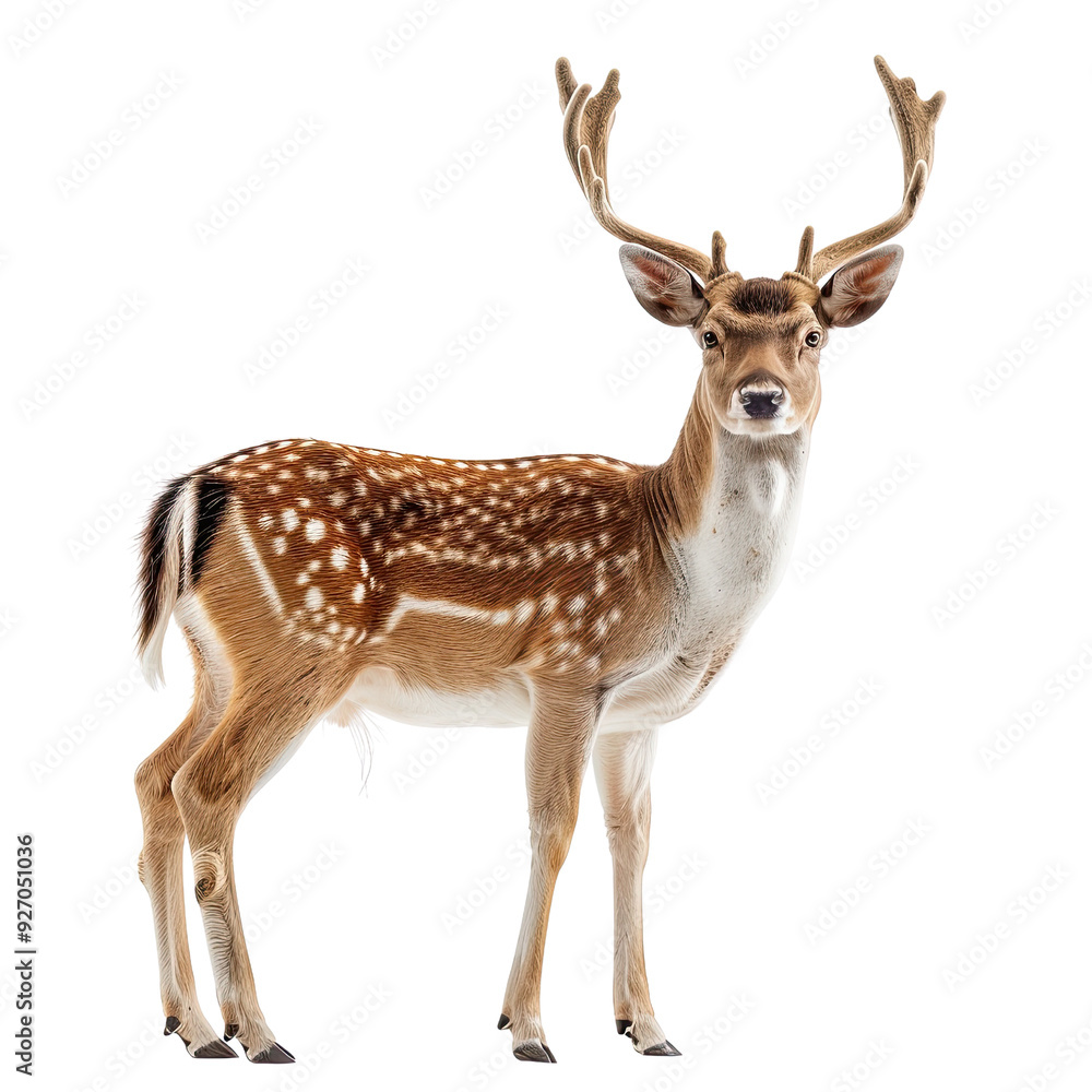 Spotted Deer with Antlers on Black Background. Spotted Deer with Antlers on Black Background.