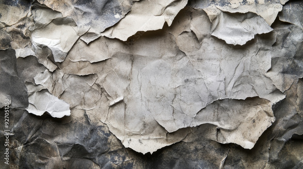Grunge background with a worn-out paper poster, crumpled texture, space for text Grunge background with a worn-out paper poster, crumpled texture, space for text