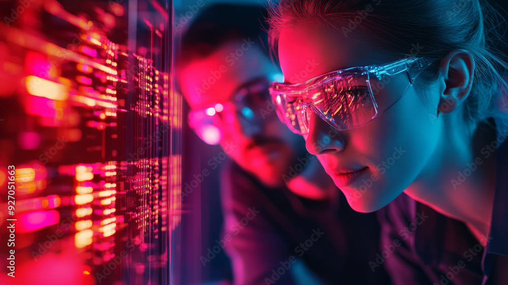 A team of researchers analyzing data from a quantum computing experiment A team of researchers analyzing data from a quantum computing experiment
