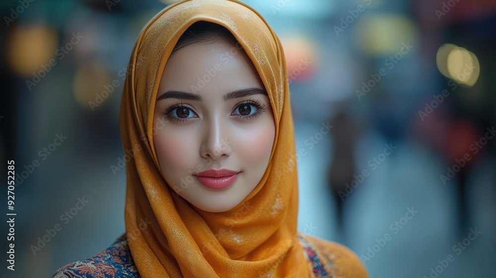 A Malaysian woman posing confidently in a modern urban setting, with hints of traditional motifs A Malaysian woman posing confidently in a modern urban setting, with hints of traditional motifs