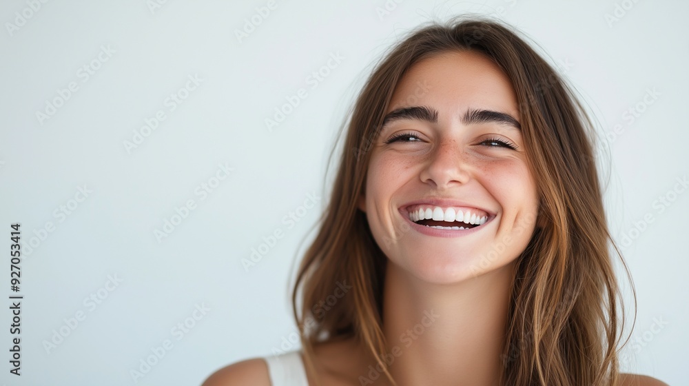 A portrait of a woman smiling and laughing, with copy space A portrait of a woman smiling and laughing, with copy space