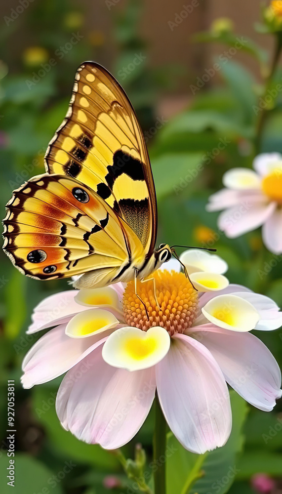 Obraz premium A butterfly is sitting on a flower