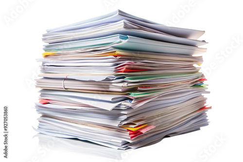 A Stack of Papers on White Background