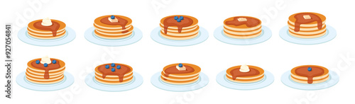 Pancake Illustration Set