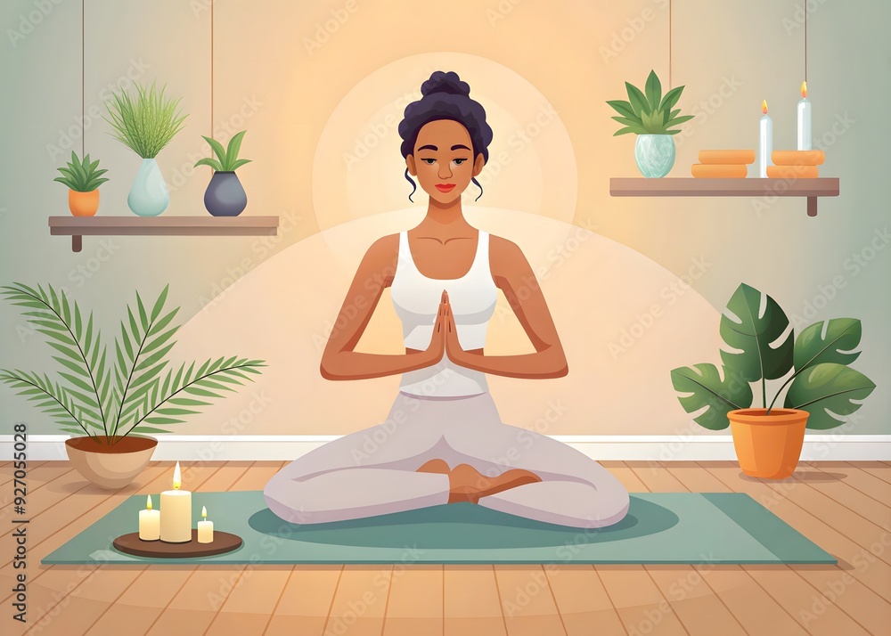 A woman doing yoga illustration A woman doing yoga illustration