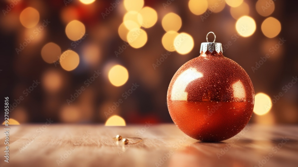 Elegant christmas tree decorated with baubles and surrounded by sparkling blurred lights Elegant christmas tree decorated with baubles and surrounded by sparkling blurred lights