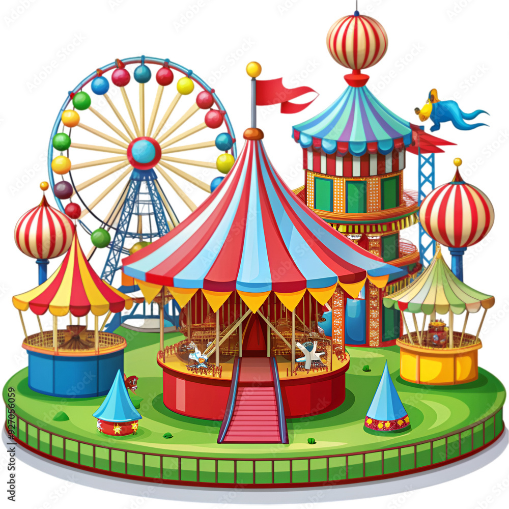 a Cute carousel cartoon a Cute carousel cartoon