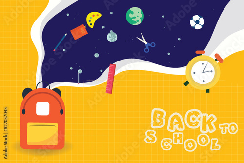 Back to school elements space imagination