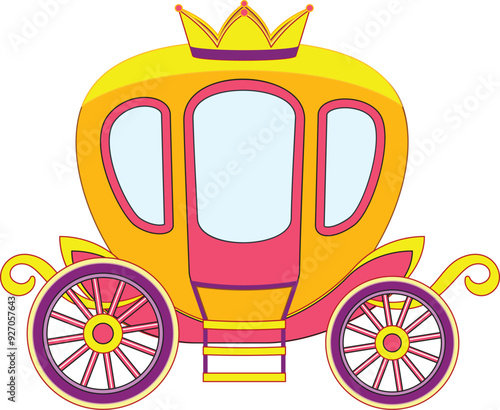 Colorful cartoon carriage waiting for a fairytale princess