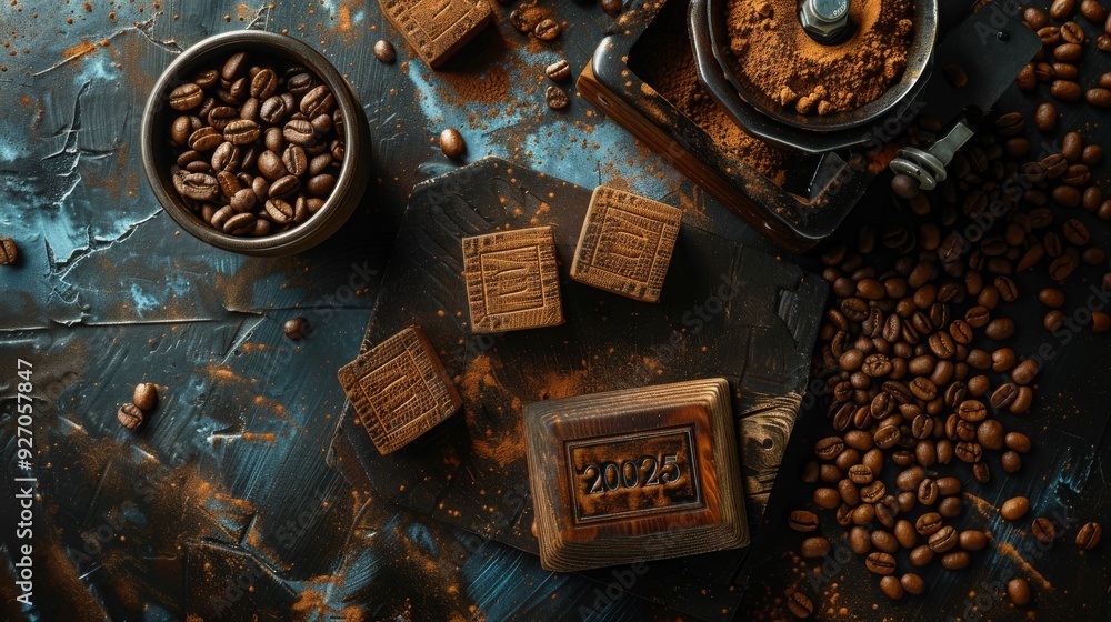 wooden blocks, coffee grinder wooden blocks , coffee beans wooden blocks , dark background wooden blocks wooden blocks, coffee grinder wooden blocks , coffee beans wooden blocks , dark background wooden blocks