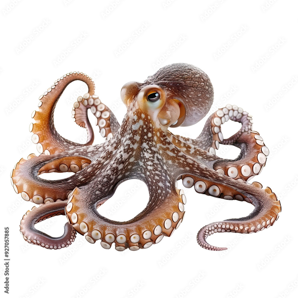 Fototapeta premium Octopus with Tentacles Spread on translucent