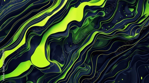 abstract topographic image with linear simplicity and navy, lime colors