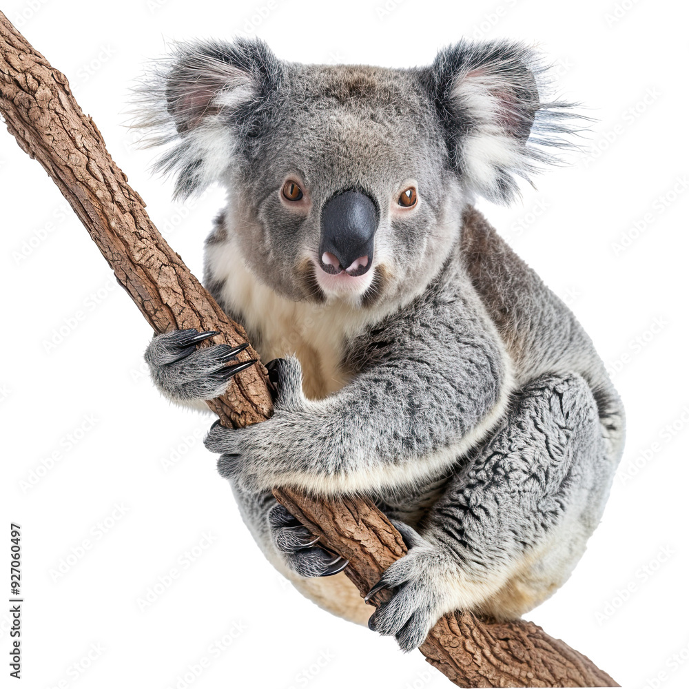Naklejka premium Koala Bear on Branch. translucent