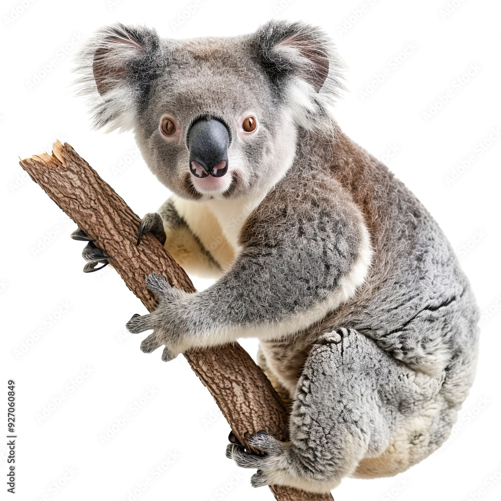 Obraz premium Koala Bear on Branch. translucent