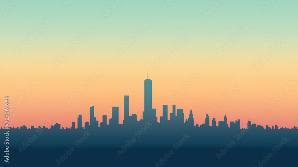 a minimalist urban skyline silhouette using clean lines and a soft gradient sky a minimalist urban skyline silhouette using clean lines and a soft gradient sky
