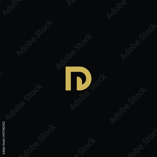  Gold Letter D with P in Negative Space on Black Background: Elegant and Modern Logo Design