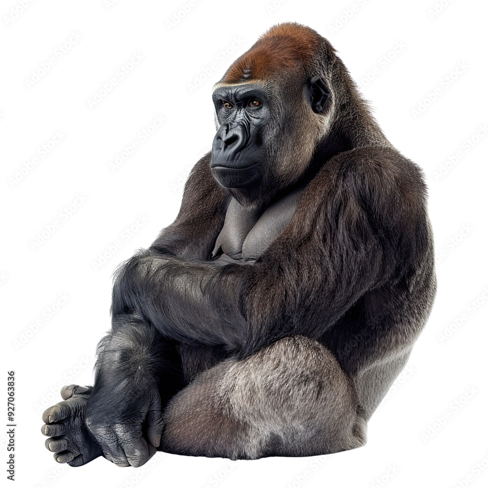 Gorilla Sitting Isolated on translucent Gorilla Sitting Isolated on translucent