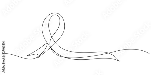 breast cancer awareness ribbon one line drawing continuous
