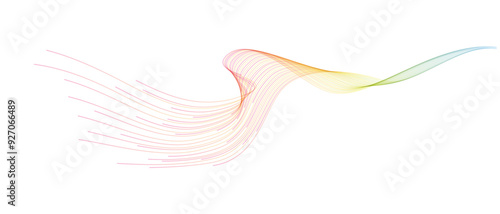 Vector wave lines smooth flowing dynamic spectrum light gradient isolated on transparent background for concept of technology, digital, communication, science, music