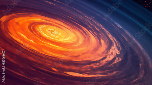 vibrant hurricane hitting the saturn, saturn rings, satellite view