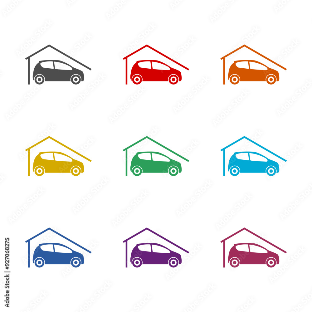 Garage door side icon isolated on white background. Set icons colorful Garage door side icon isolated on white background. Set icons colorful