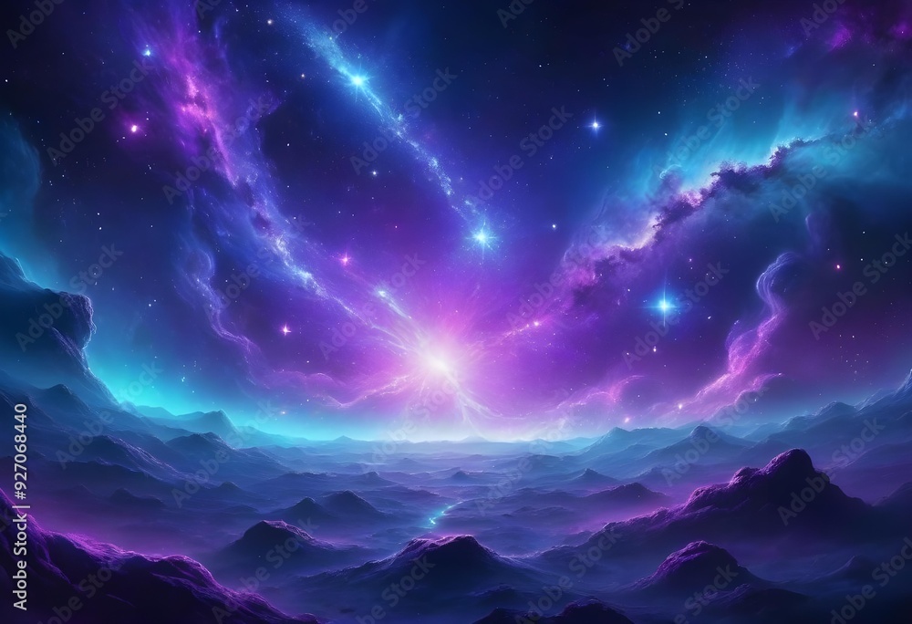 background of an infinite space filled with luminous stars, an ancient galaxy shining brightly, and dynamic nebulae in deep blues and purples, creating a mystical atmosphere. background of an infinite space filled with luminous stars, an ancient galaxy shining brightly, and dynamic nebulae in deep blues and purples, creating a mystical atmosphere.