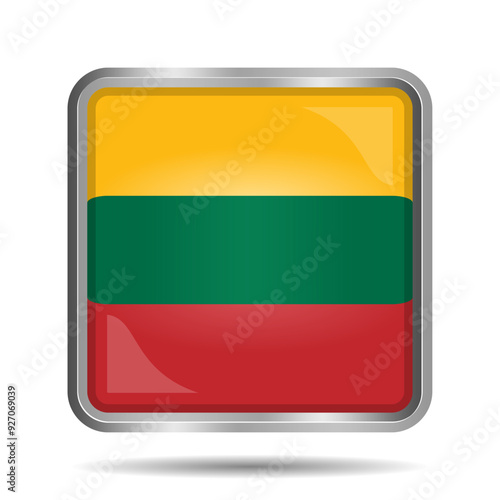 3D Glossy Lithuania Flag Vector Illustration in Rectangular or Square Shapes, Scalable EPS File. Premium and shiny square Lithuanian flag button with an elegant silver frame. Free Download 3D Glossy Lithuania Flag Vector Illustration in Rectangular or Square Shapes, Scalable EPS File. Premium and shiny square Lithuanian flag button with an elegant silver frame. - GFXLoad