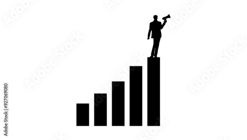 Marketing manager overseeing online advertising, social media content, and promotional campaigns, targeting customer audiences with strategic branding communication, black isolated silhouette 