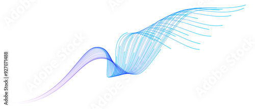 Vector wave lines smooth flowing dynamic blue purple pink gradient isolated on transparent background for concept of technology, digital, communication, science, music