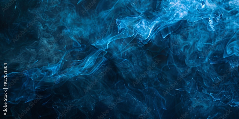 Obraz premium Hazy indigo fumes on dark backdrop aromatic tendrils.
