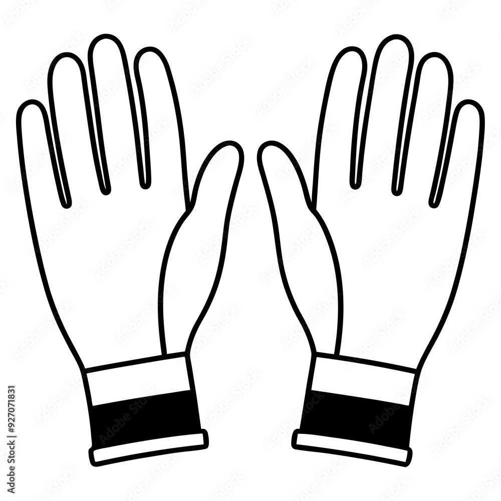 A pair of simple gloves line art A pair of simple gloves line art