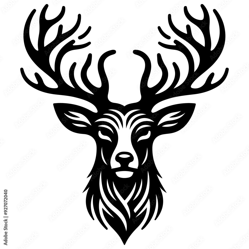 silhouette design of deer face silhouette design of deer face