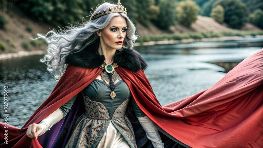 Fototapeta premium fantasy witch in medieval old outfit cloak hood