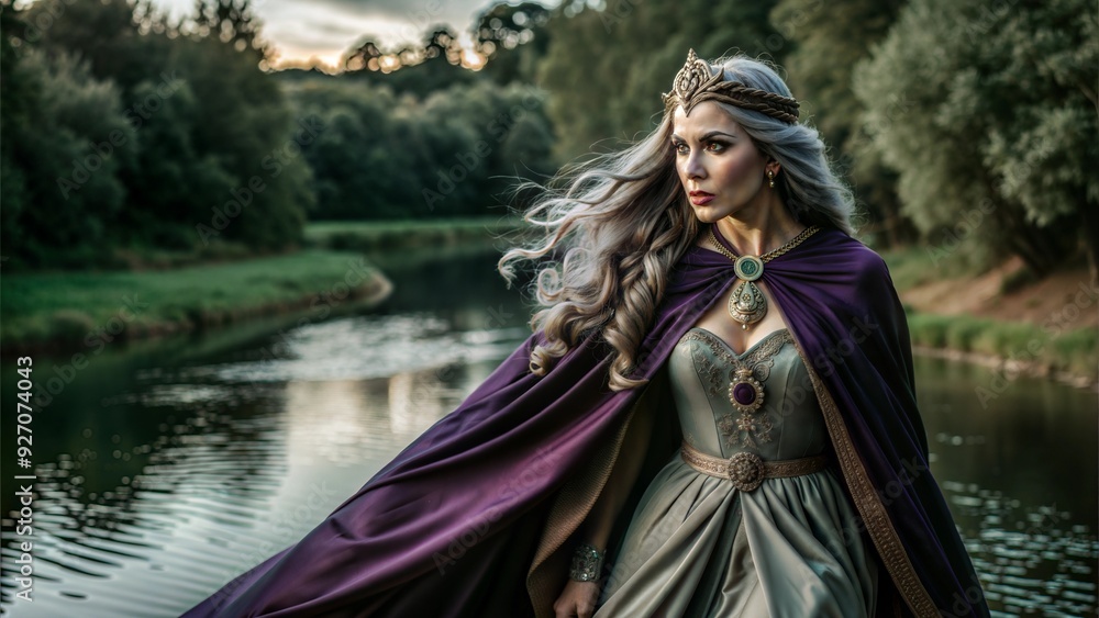 fantasy witch in medieval old outfit cloak hood fantasy witch in medieval old outfit cloak hood