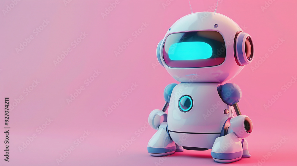 3D render robot chatbot on a pink background 3D render robot chatbot on a pink background