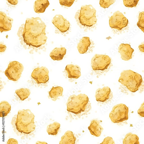 Golden Nuggets Pattern on White Background photo