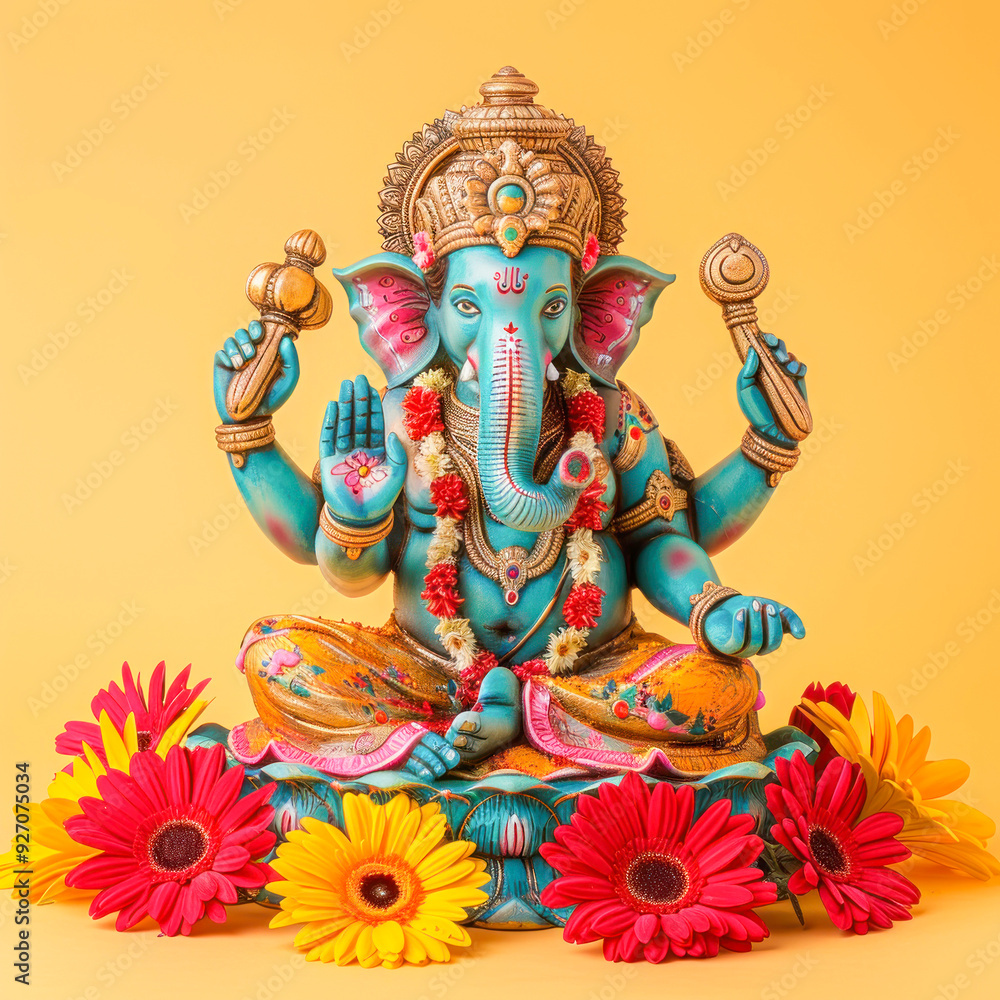 custom made wallpaper toronto digitalColorful lord ganesha sculpture on yellow background